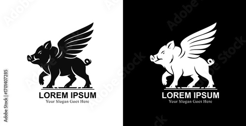 Winged pig logo design with modern style