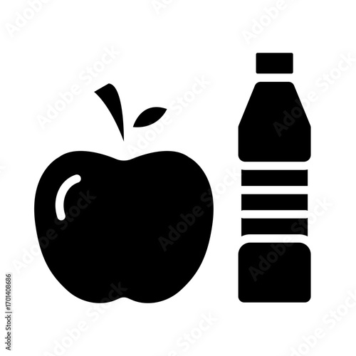 Essential graphic icon for World Heart Day, featuring a healthy apple and refreshing drink, promoting wellness and mindful nutrition choices