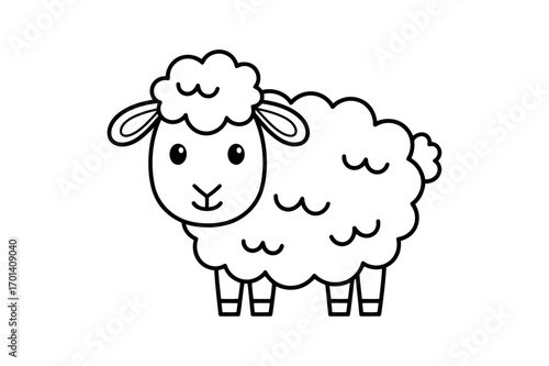 Vector icon illustration of a cute sheep, standing still