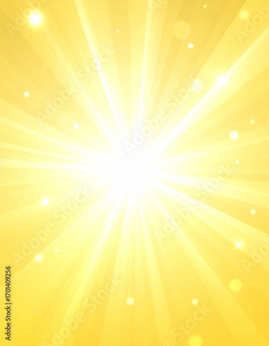 Radiant Yellow Light Burst on Textured Background with Bokeh Effect Sparkles