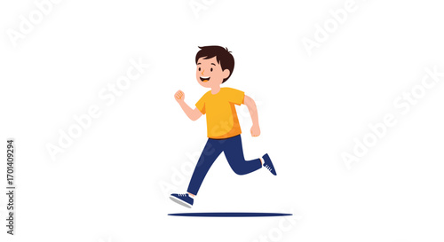 Energetic youngster embarking on a joyful sprint across an open field during a sunny afternoon