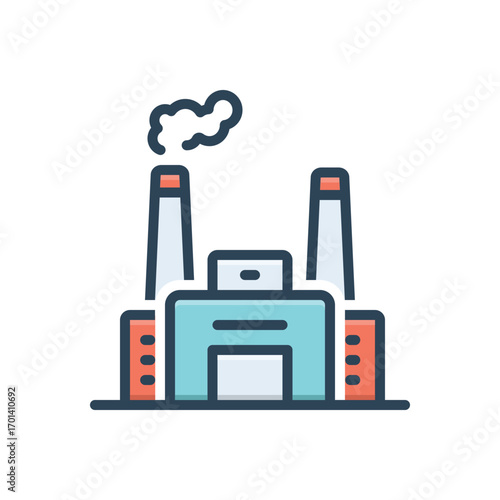 Color illustration icon for gas plant