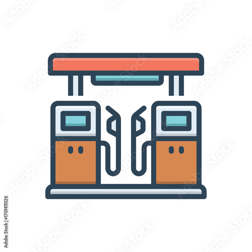 Color illustration icon for gas station
