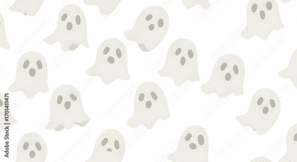 Fototapeta premium Flat ghost face seamless minimalist pattern