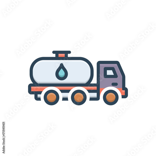 Color illustration icon for gas tanker