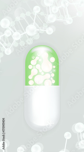Probiotics and Hyaluronic acid skin solutions ad, white vitamins serum drop with cosmetic advertising background ready to use, illustration vector.