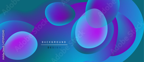 Abstract background features overlapping circles. Vibrant blue, purple hues create fluid design. Modern aesthetic, simple composition.
