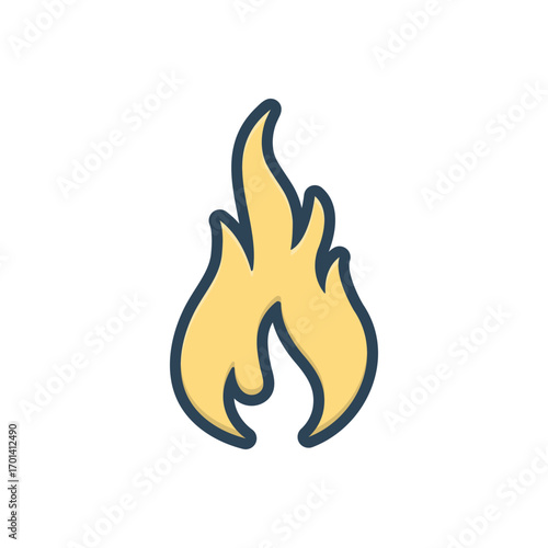 Color illustration icon for fire