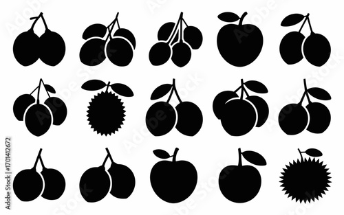 Vector art of set of different fruits in silhouette style