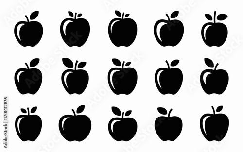 Vector art of collection of apple silhouette icons