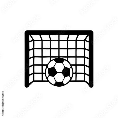 Soccer ball in front of a goal net. soccer ball in goal net