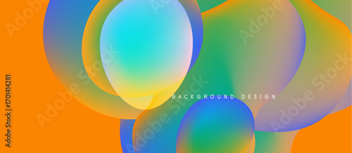 Abstract colorful circles overlap, creating vibrant gradients. Modern design element suitable for backgrounds, presentations. Smooth transitions present visual harmony.
