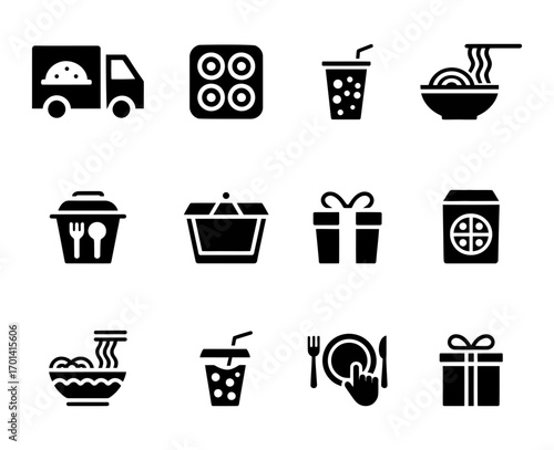 Collection of food and delivery service icons