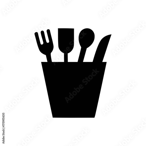Black silhouette of cutlery in a holder