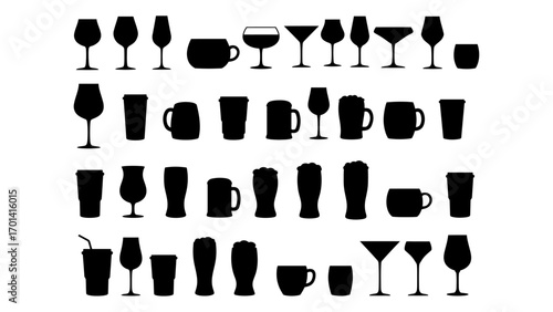 Set of Black Drinkware Silhouettes