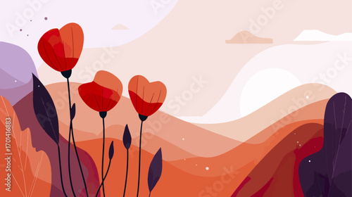 Abstract floral landscape illustration