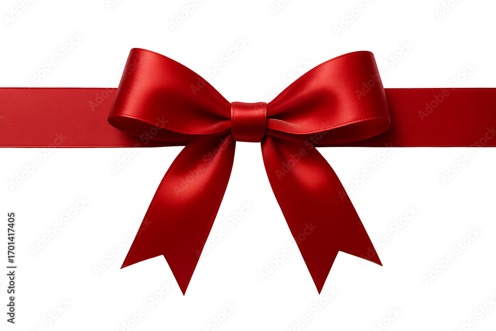 Fototapeta premium Decorative red bow isolated on transparent background