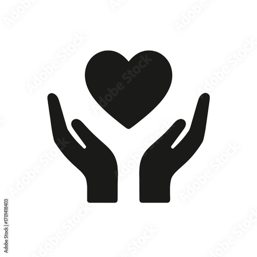 Hands with Heart Love Care Charity Support Vector Silhouette
