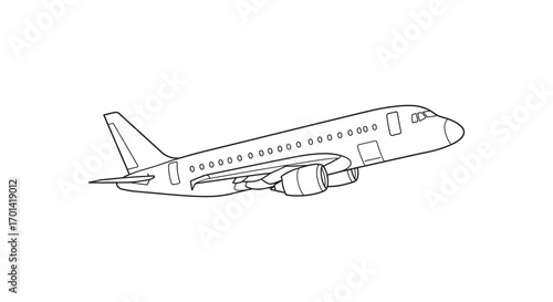 a simple line drawing of an airplane in flight