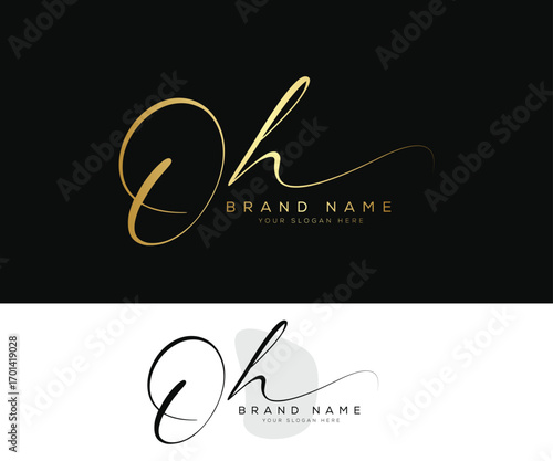OH initial letter signature logo for branding
