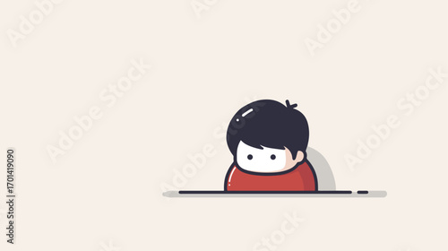 Cartoon boy looking downward