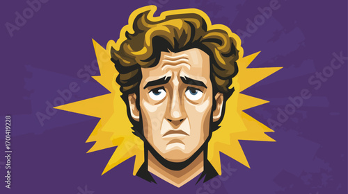 Cartoon character portrait with expressive features