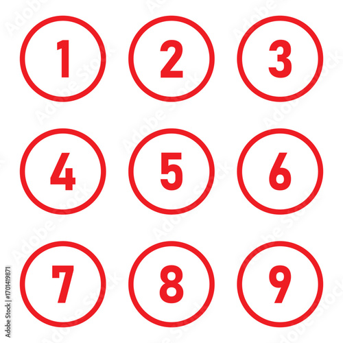Numbers icon set on white background.