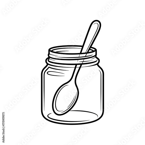 Glass Jar with Spoon – Storage and Serving Container for Food and Spreads Illustration vector