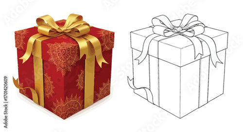 Decorative Diwali Gifting Box Coloring Page Indian Festival of Lights Celebration