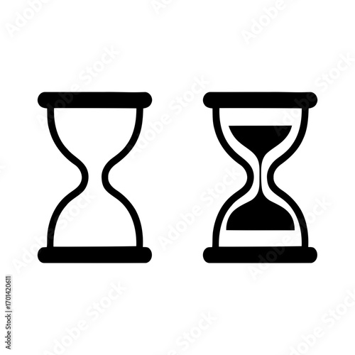 hourglass vector icon. Hourglass icons representing time passing and time remaining