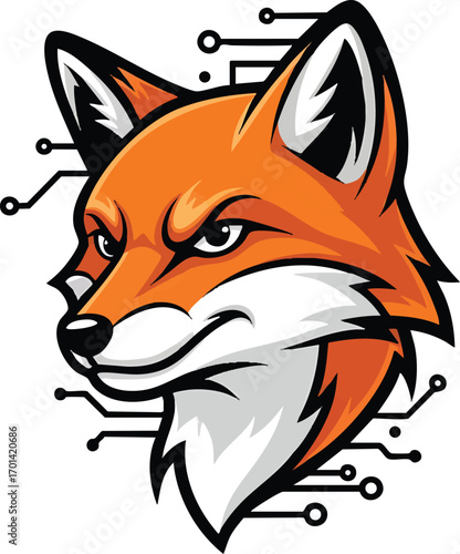 Cool cyber fox mascot logo. A sleek, tech-inspired design for gaming, esports, or modern brands.