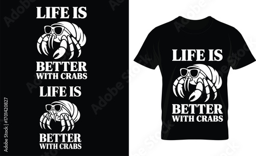 Cool hermit crab with sunglasses and text claws graphic