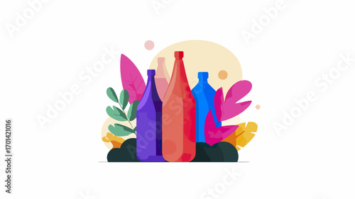 Colorful bottles illustration