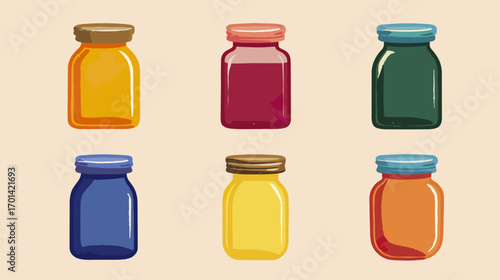 Colorful glass jars