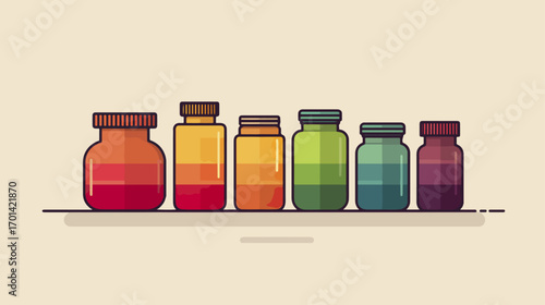 Colorful jars and bottles on shelf