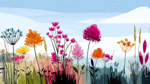 Colorful wildflowers in meadow