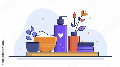 Cosmetic products display on shelf