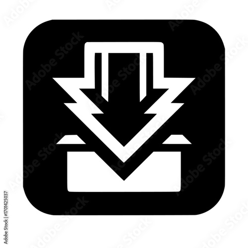 Simple black download arrow icon with box black vector icon with transparent background 