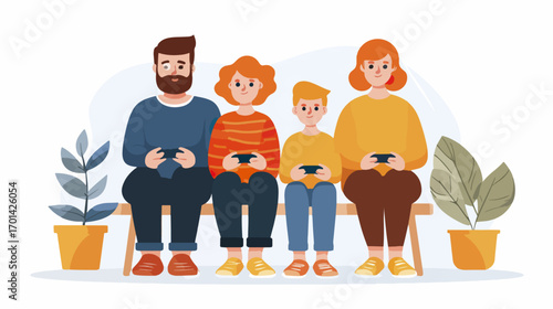 Family playing games on mobile devices