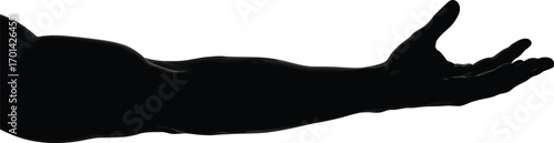 Reaching out arm silhouette begging gesture empty hand outstretched reaching for help or opportunity vector