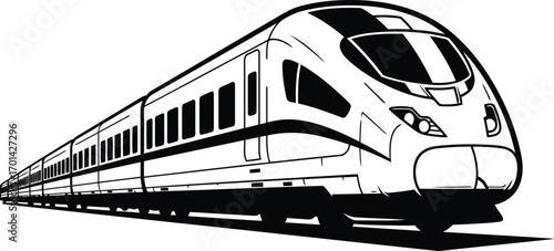 Modern high-speed train illustration stylized sketch transportation vector