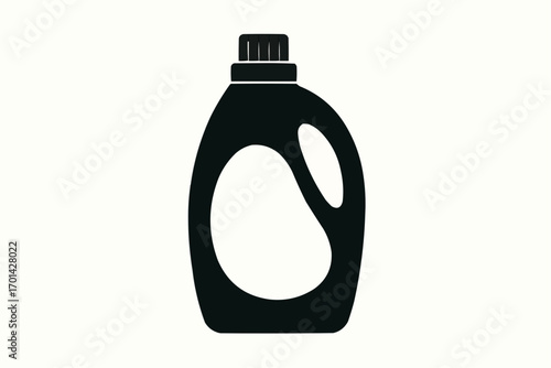 Blue plastic bottle of liquid detergent for cleaning, isolated on