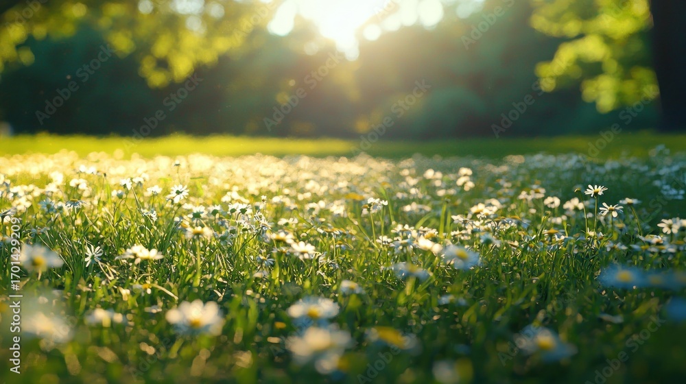 Fototapeta premium Daisy field sunlight