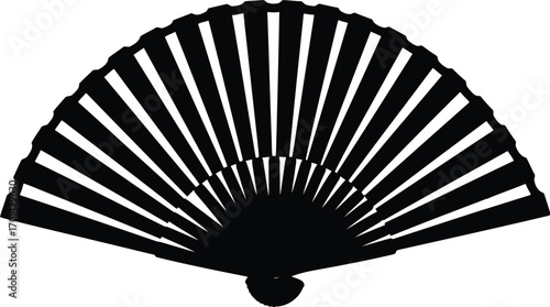 Elegant black folding fan asian style accessory summer breeze vector