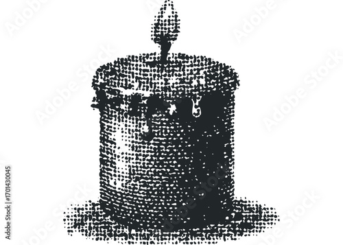 Halftone Textured Candle Flame Burning Image. Vector hand drawn illustration