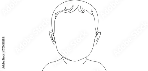 Child face outline simple line drawing blank silhouette minimalist vector
