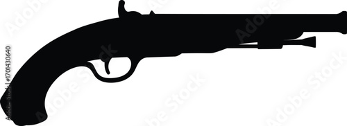 Antique flintlock pistol silhouette vector illustration vector
