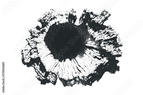 Textured abstract circular shape formed by stippling effect on white. Vector hand drawn illustration