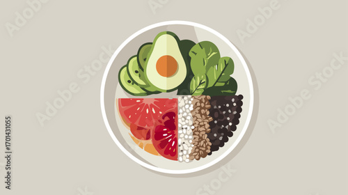 Healthy colorful bowl food illustration
