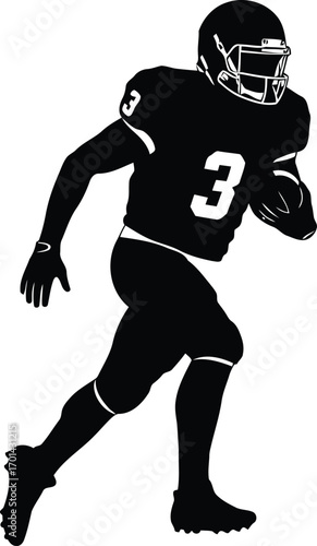 American football player silhouette running action sport game vector